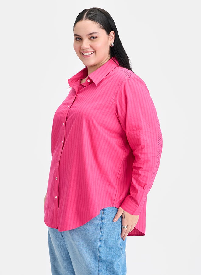 Virgio VIRGIO Cotton Pink Lace Shirt  - Image 3
