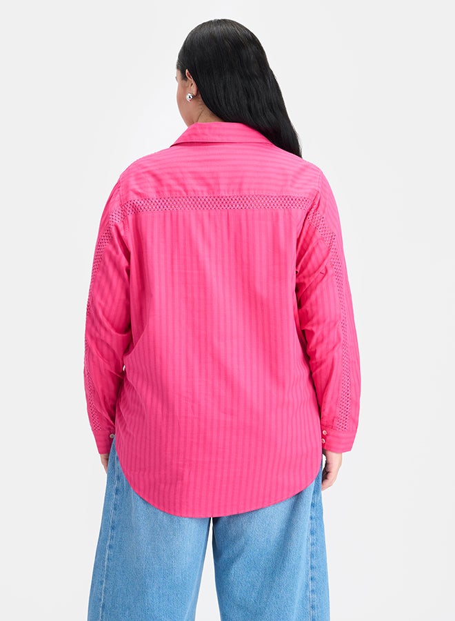 Virgio VIRGIO Cotton Pink Lace Shirt  - Image 4