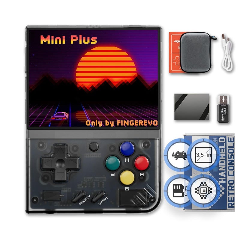 FINGEREVO Miyoo Mini Plus Handheld Game Console 35inch 640480 IPS Screen 3000mAh Miyoomini with Portable Case Transparent Black - Image 2