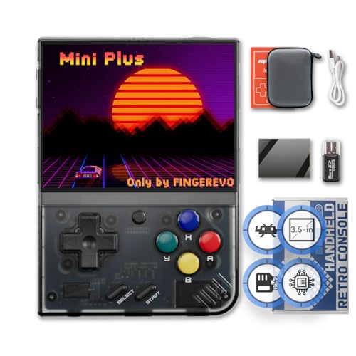 FINGEREVO Miyoo Mini Plus Handheld Game Console 35inch 640480 IPS Screen 3000mAh Miyoomini with Portable Case Transparent Black - Image 1