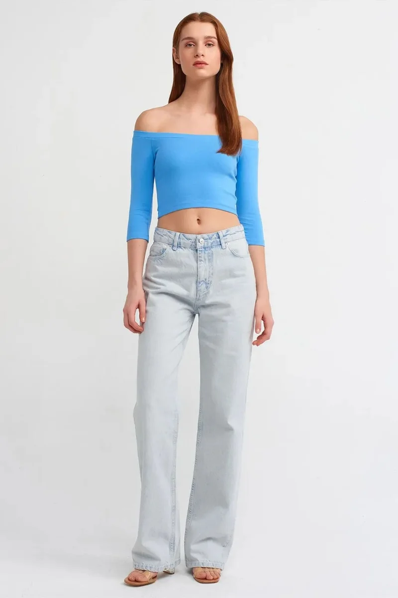 Dilvin Maya Blue DILVIN Women’s Off-shoulder Crop Blouse for Women | Best Price UAE