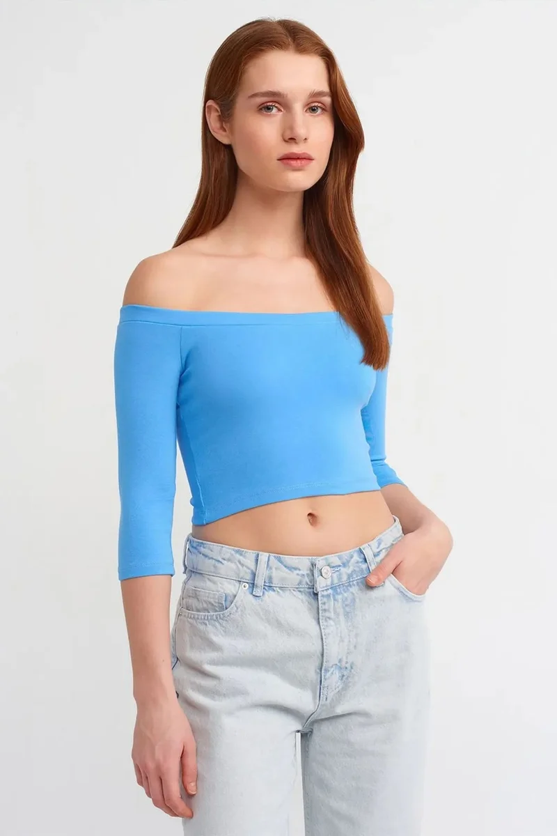 Dilvin Maya Blue DILVIN Women’s Off-shoulder Crop Blouse for Women | Best Price UAE