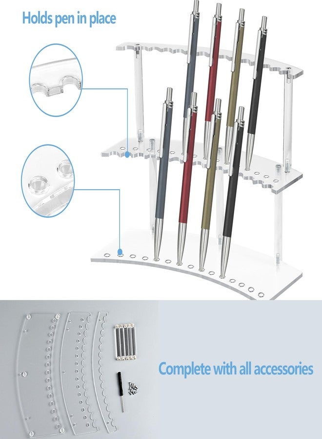 DUYIY 30-Slot Acrylic Pen & Makeup Brush Organizer Holder - 2 Tier Detachable Display Stand for Pens, Pencils, Brushes, Office, School, Home, or Store Display - Image 3