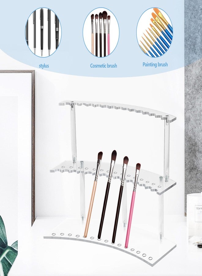DUYIY 30-Slot Acrylic Pen & Makeup Brush Organizer Holder - 2 Tier Detachable Display Stand for Pens, Pencils, Brushes, Office, School, Home, or Store Display - Image 5