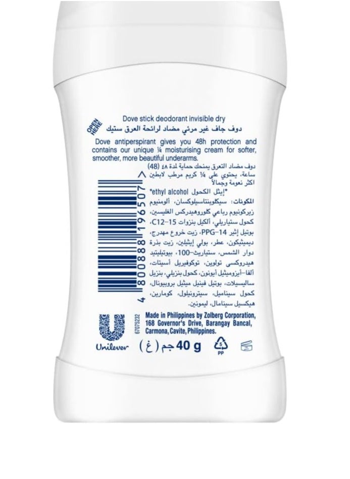 دوف ستيك مضاد العرق غير مرئي جاف - 40 مل