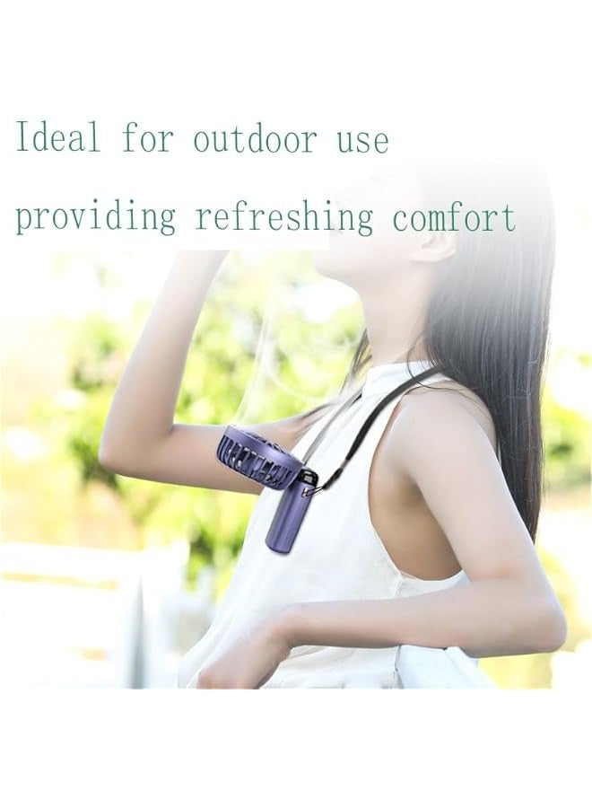 Portable Mini Handheld Fan, 6000mAh, USB Rechargeable, Foldable, 90° Direction Adjustable, LED Display, 5 Speed (Purple)  - Image 2