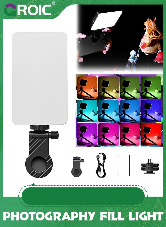 جرويك Rechargeable Photography Fill Light, RGB Video Lights, LED Camera Full Color Light for - 2000mAh Battery, CRI 95+, 2700~6500K, 96 LED+42 Phone Selfies, iPad, Laptop - Image 1