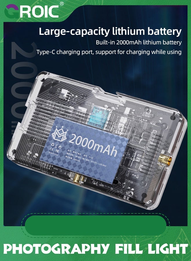 جرويك Rechargeable Photography Fill Light, RGB Video Lights, LED Camera Full Color Light for - 2000mAh Battery, CRI 95+, 2700~6500K, 96 LED+42 Phone Selfies, iPad, Laptop - Image 5