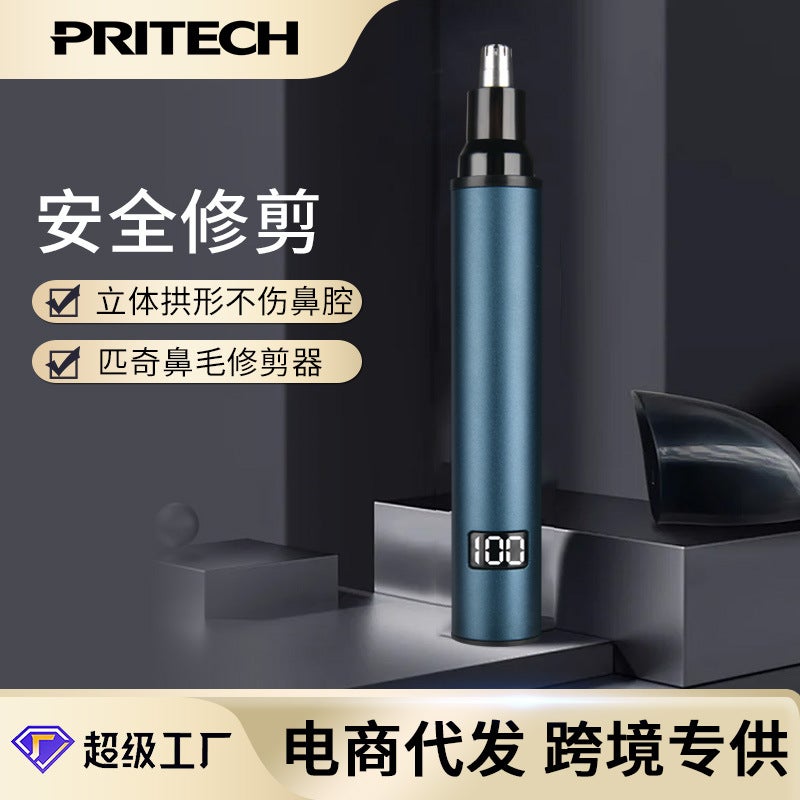 pritech TN-334 Electric Nose Hair Trimmer for Men, Rechargeable, Washable USB, Deep Blue - Image 1