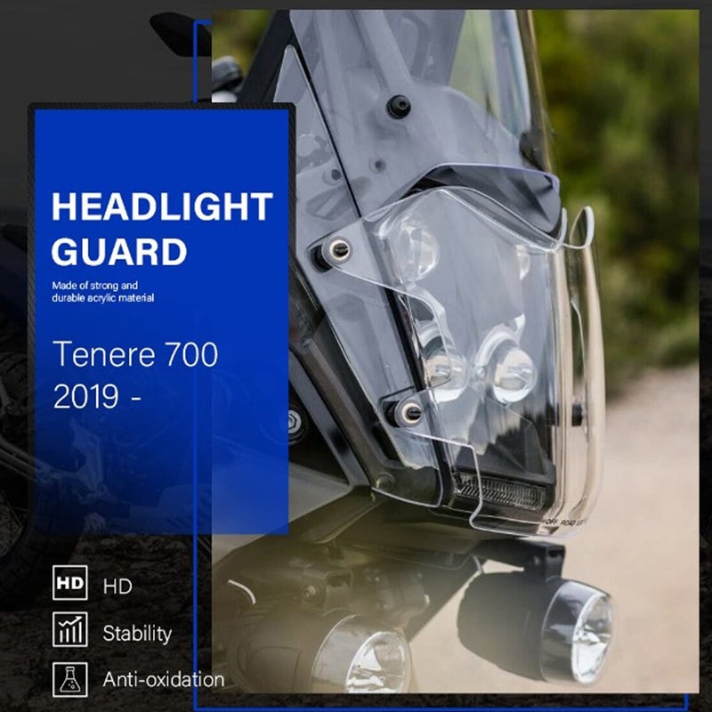 Motorcycle Headlight Protector Guard, Acrylic Motorcycle Headlamp Protective Guard Cover Impact with Mounting Screw for Tenere 700 2019‑Present - Image 3