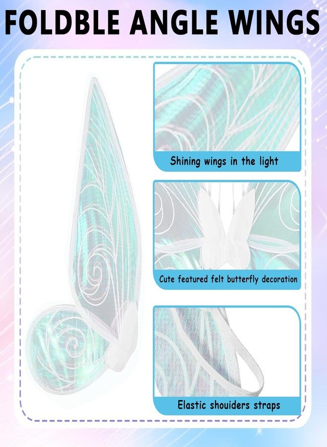PATPAT Fairy Wings for Kids 5+ Years, Butterfly Wings for Baby Girl Butterfly Theme Birthday Party Decorations with Elf Ears Angel Wings Flower Garland for Decoration Halloween Accessory,White - Image 3