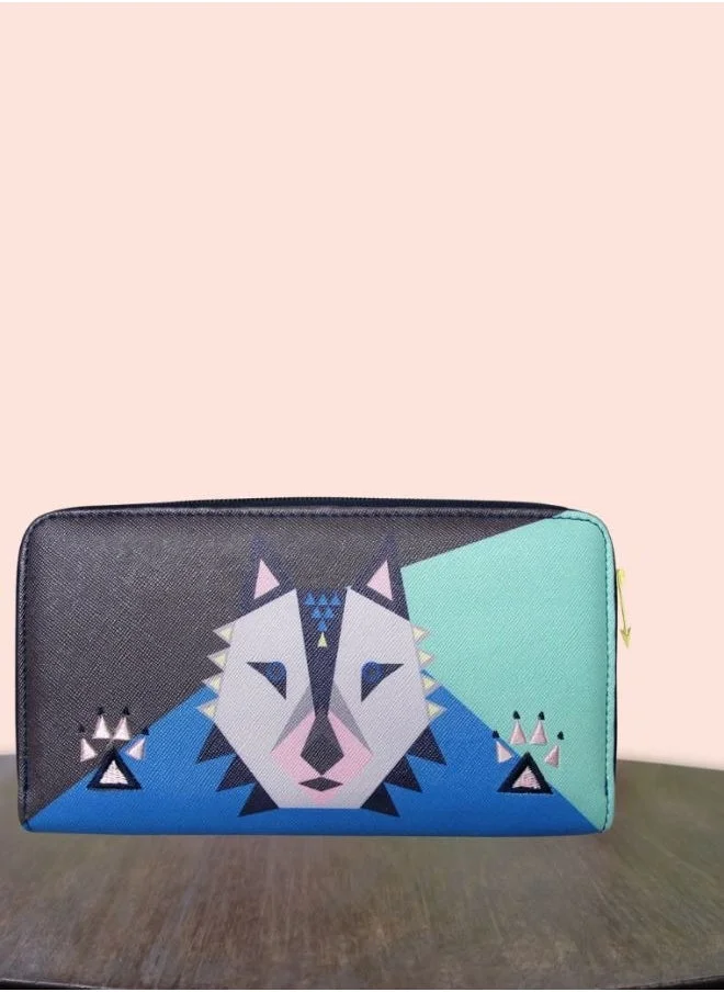 House Of Disaster Dakota Wolf Kids Wallet – Animal Print Zipper Pouch | Card Holder & Mini Organizer | Pouch for Kids & Adults