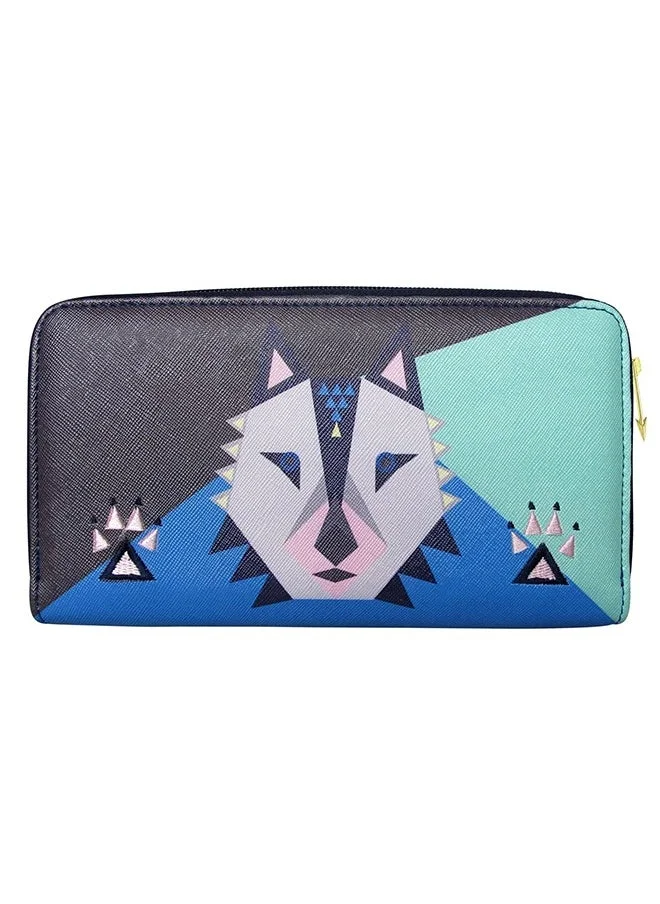 House Of Disaster Dakota Wolf Kids Wallet – Animal Print Zipper Pouch | Card Holder & Mini Organizer | Pouch for Kids & Adults