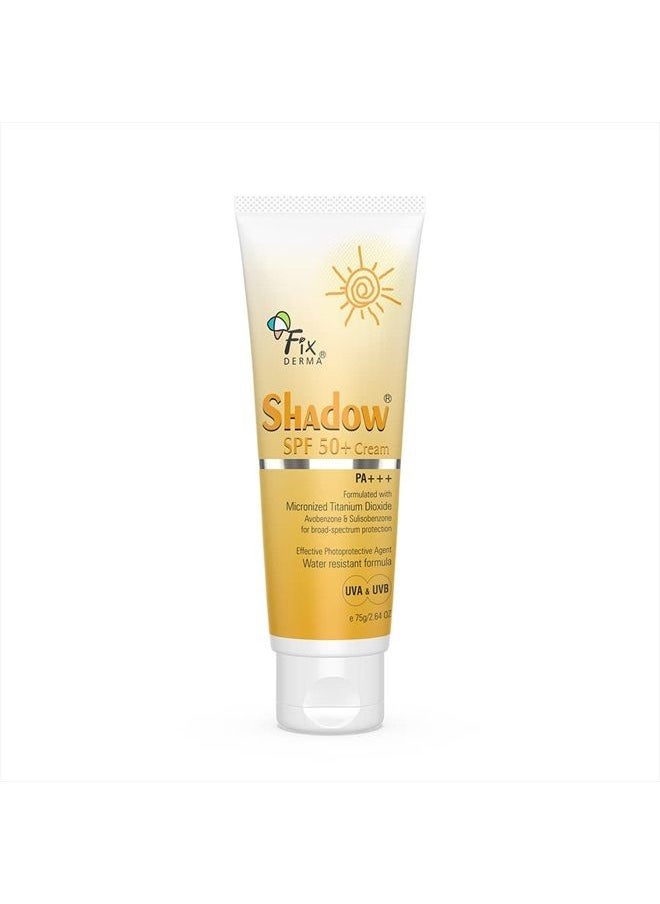 FIXDERMA Fixderma Shadow SPF 50+ Cream | Sunscreen for Face | Dermatologist Tested Sunscreen SPF 50 | Skin Sun Protection | Broad Spectrum Sunscreen for UV Protection Suitable for All Skin Types - 2.64 Fl Oz  - Image 1