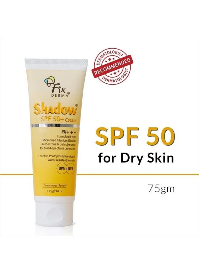 FIXDERMA Fixderma Shadow SPF 50+ Cream | Sunscreen for Face | Dermatologist Tested Sunscreen SPF 50 | Skin Sun Protection | Broad Spectrum Sunscreen for UV Protection Suitable for All Skin Types - 2.64 Fl Oz  - Image 2