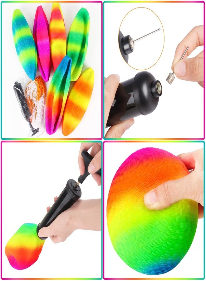 Hooqict 6 Pack 8.5 Inch Playground Balls with Hand Pump and 6 Portable Ball Net Bags Inflatable Sports Balls for Kids Toddlers Kickballs Dodgeball Handballs Recess Balls Indoor Outdoor Games - Image 5