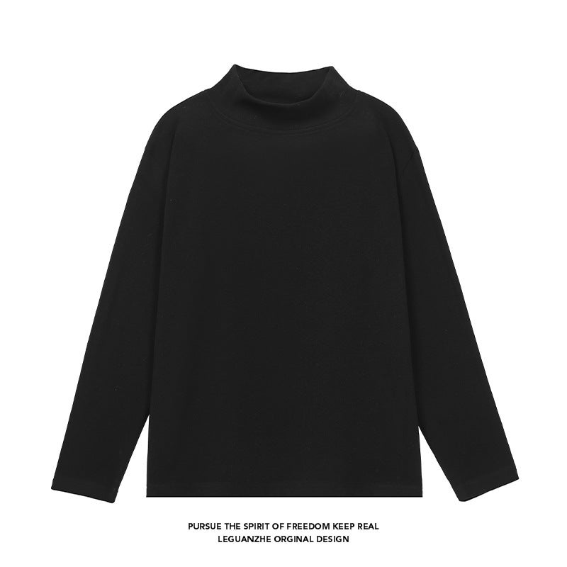 Casual Fashion Semi-High Collar Velvet T-Shirt - Image 1