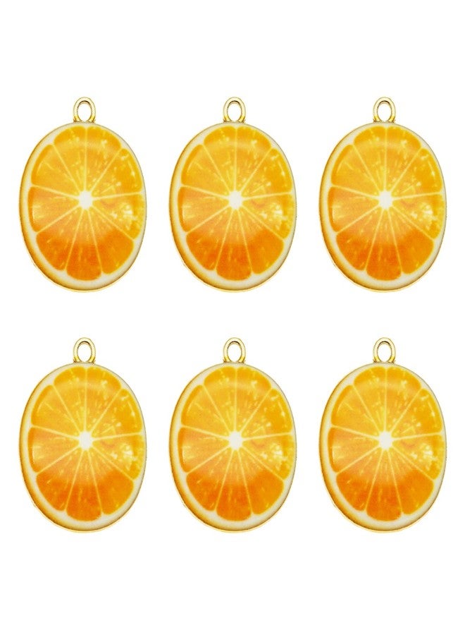 JJGrace 40pcs Gold Plated Enamel Lemon Watermelon Orange Strawberry Apple Dainty Dangle Fruit Food Charms for Earrings Jewelry Making Necklace Bracelet, Orange - Image 1