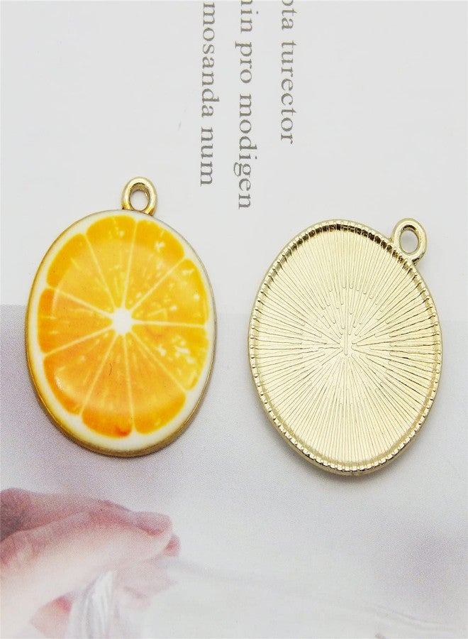 JJGrace 40pcs Gold Plated Enamel Lemon Watermelon Orange Strawberry Apple Dainty Dangle Fruit Food Charms for Earrings Jewelry Making Necklace Bracelet, Orange - Image 2