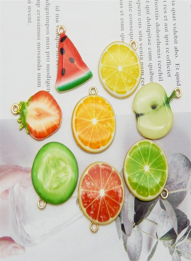 JJGrace 40pcs Gold Plated Enamel Lemon Watermelon Orange Strawberry Apple Dainty Dangle Fruit Food Charms for Earrings Jewelry Making Necklace Bracelet, Orange - Image 4