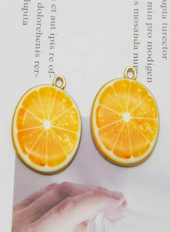 JJGrace 40pcs Gold Plated Enamel Lemon Watermelon Orange Strawberry Apple Dainty Dangle Fruit Food Charms for Earrings Jewelry Making Necklace Bracelet, Orange - Image 3