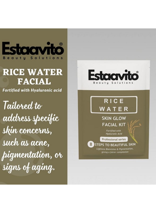 ESTAVITO Estaavito Rice Water Facial Kit | Fortified with Hyaluronic acid | 8 Steps to Beautiful skin | Lightens Blemishes & Pigmentation, giving a fairer complexion | For All skin types - Image 2