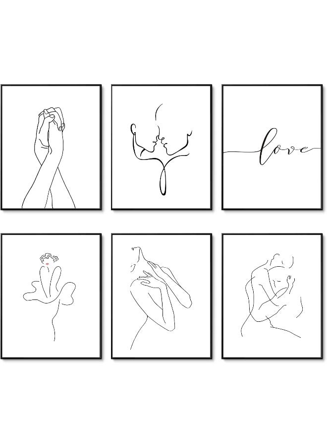Home Trove Hogebig Minimalist Wall Art Prints Black And White Love Line Art Wall Decor Abstract Canva Wall Art Pictures Art Posters For Living Room Bedroom Decor (8"X10" Unframed)  - Image 1