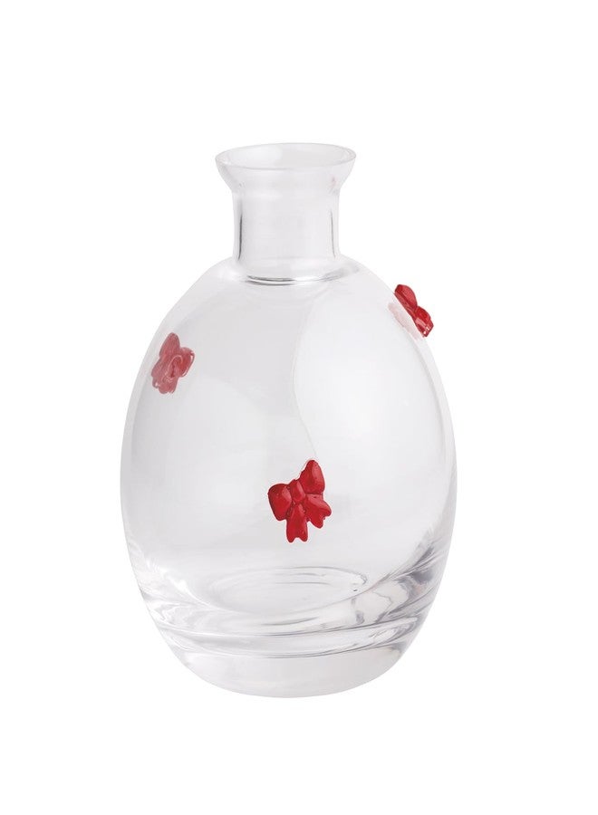 Mud Pie Christmas Bow Glass Icon Bud Vase