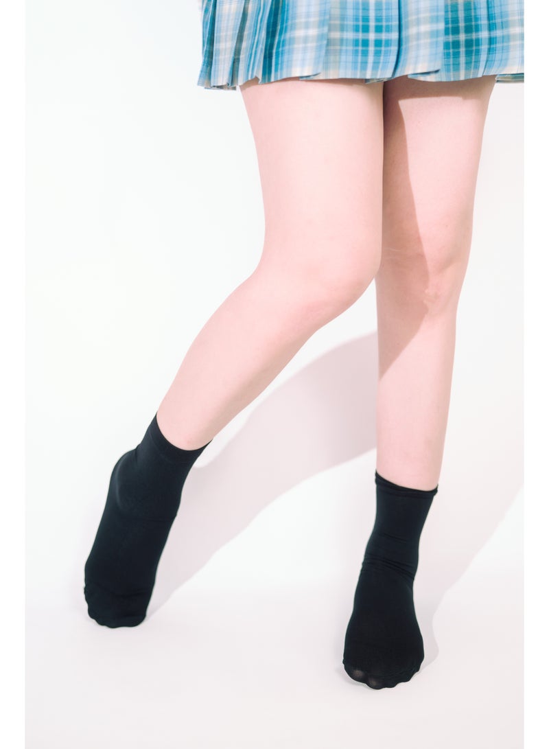 Hopping Island HI Silken Long Black Socks High Elastic Daily Wear Stockings - Image 1