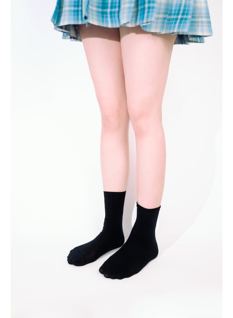 Hopping Island HI Silken Long Black Socks High Elastic Daily Wear Stockings - Image 5
