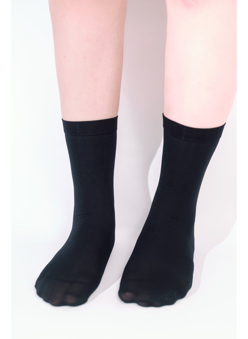 Hopping Island HI Silken Long Black Socks High Elastic Daily Wear Stockings - Image 4