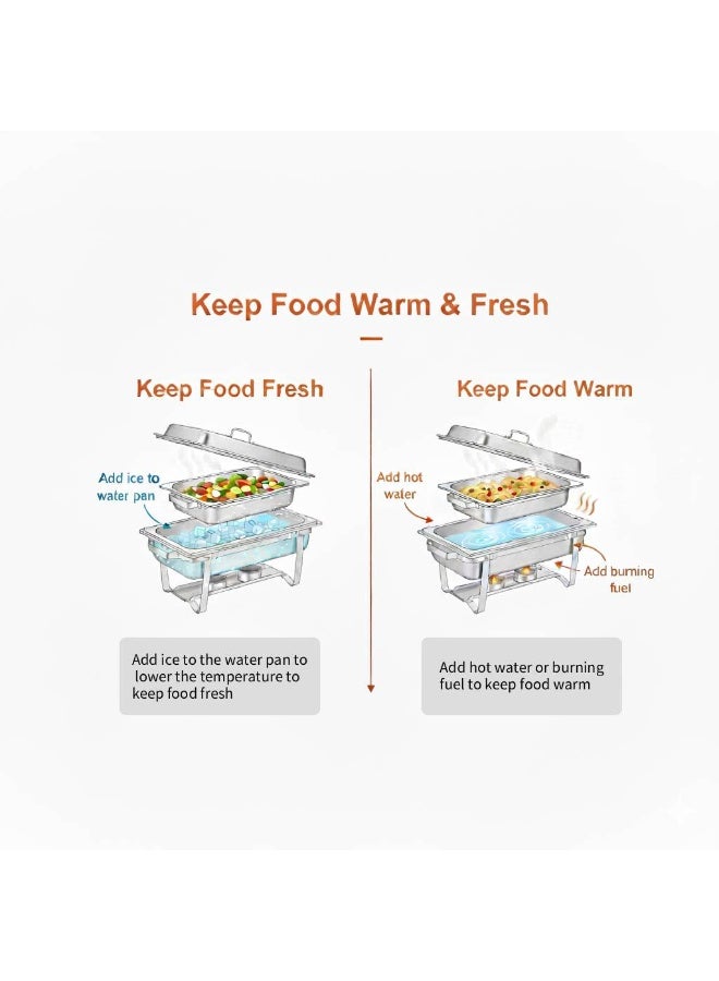 AceLuste 12L Chafing Dish Buffet Set Stainless Steel Buffet Serveware  Catering Serve Chafe Restaurant Food Warmer Rectangular Buffet Stove Tray with Lid - Image 3