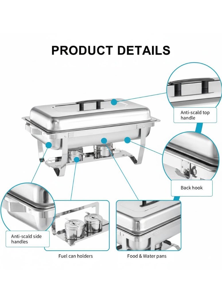 AceLuste 12L Chafing Dish Buffet Set Stainless Steel Buffet Serveware  Catering Serve Chafe Restaurant Food Warmer Rectangular Buffet Stove Tray with Lid - Image 4
