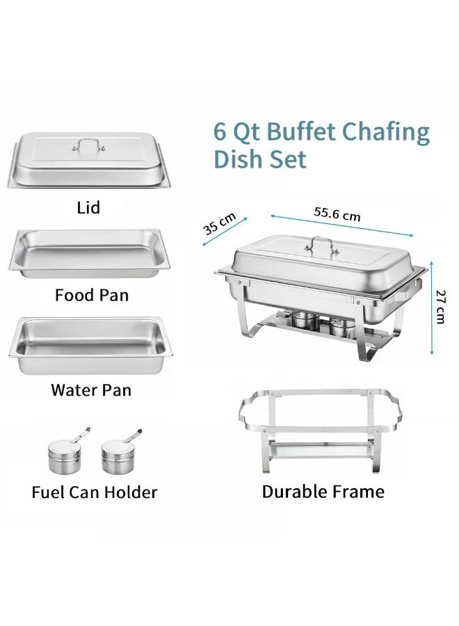 AceLuste 12L Chafing Dish Buffet Set Stainless Steel Buffet Serveware  Catering Serve Chafe Restaurant Food Warmer Rectangular Buffet Stove Tray with Lid - Image 5