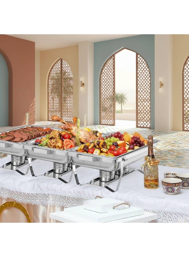 AceLuste 12L Chafing Dish Buffet Set Stainless Steel Buffet Serveware  Catering Serve Chafe Restaurant Food Warmer Rectangular Buffet Stove Tray with Lid - Image 2