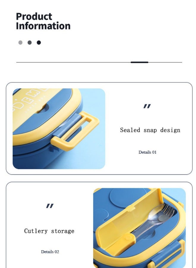 Twisoo Large Capacity Stainless Steel Lunch Box - 3 Compartments, Portable Bento Box with Spoon, Ideal for Home & Outdoors ( Blue ) - Image 5