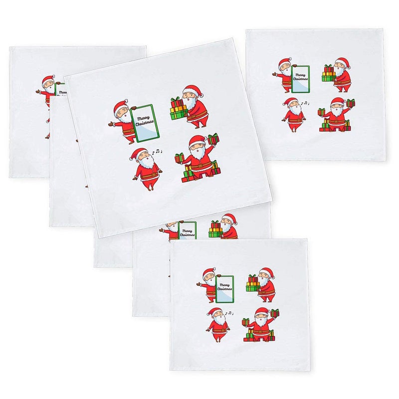 Khakee 6 Pcs Christmas Theme Tafta Silk Table Napkins 10x 10 for Xmas Decoration Christmas OrnamentsChristmas Gift npxmas223P - Image 1