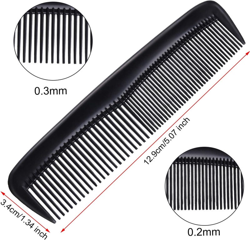 Hestya Hair Comb Pocket Size Unbreakable Plastic Hairdressing Styling Combs for Salon or Hotel Hair Care, Black(24 Pack, 12.9 cm) - Image 3