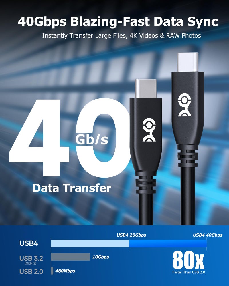 Cable Matters 40Gbps USB 4 Cable - 6.6ft, Supports Up to [8K@60Hz / 4K@240Hz Video, 240W Charging, 40Gbps Data Transfer] USB4 Cable, Black, Compatible with Thunderbolt 4, MacBook, XPS, Surface Pro - Image 3