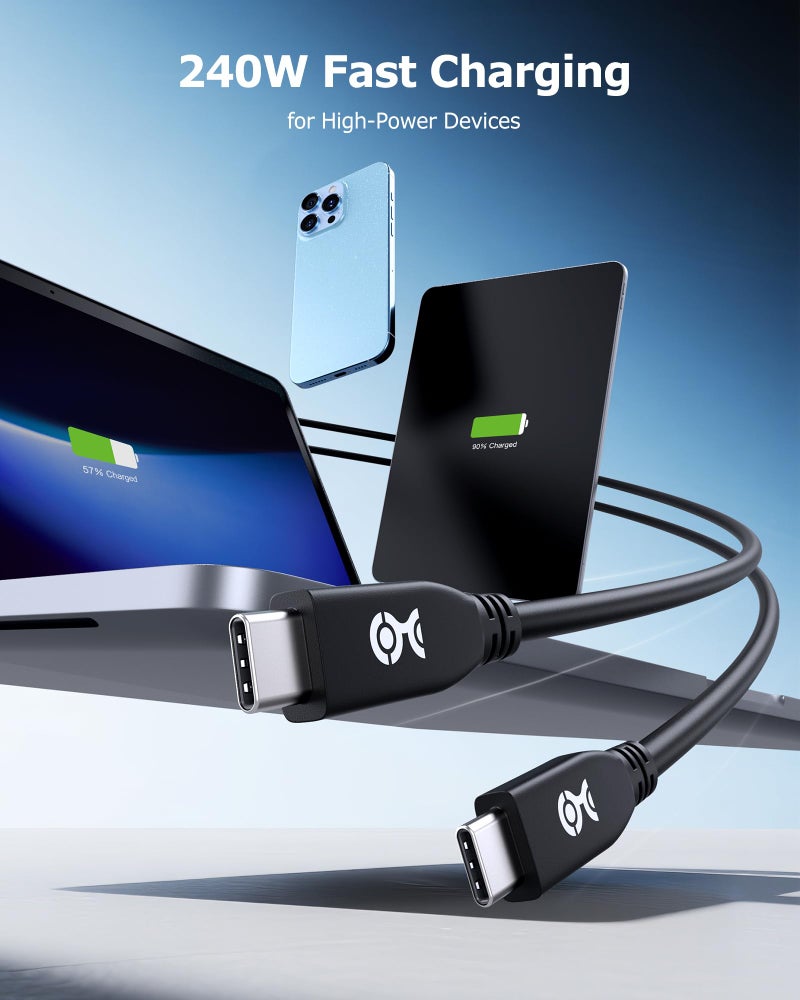 Cable Matters 40Gbps USB 4 Cable - 6.6ft, Supports Up to [8K@60Hz / 4K@240Hz Video, 240W Charging, 40Gbps Data Transfer] USB4 Cable, Black, Compatible with Thunderbolt 4, MacBook, XPS, Surface Pro - Image 5