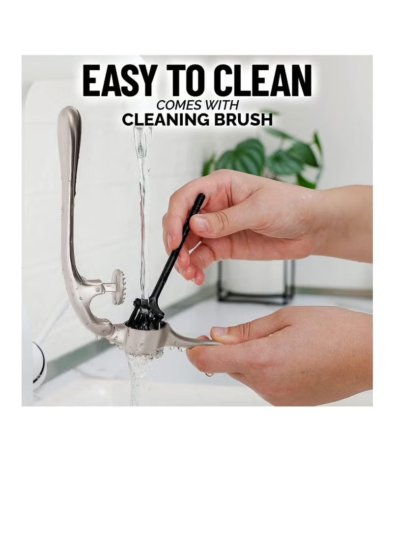 يوكانبي مجموعة هراسة الثوم الفاخرة للمطبخ – أداة 3 في 1 لهرس الثوم مع مقشرة وفرشاة تنظيف | مقبض مريح، مصنوعة من الفولاذ المقاوم للصدأ لهرس الثوم والزنجبيل - Image 2