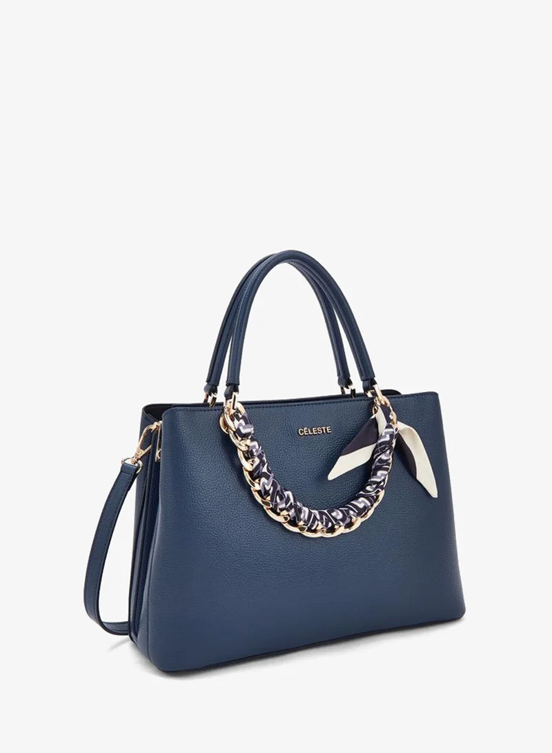 Celeste NAVY Chain Accent Tote Bag With Detachable Strap for Women | Best Price UAE