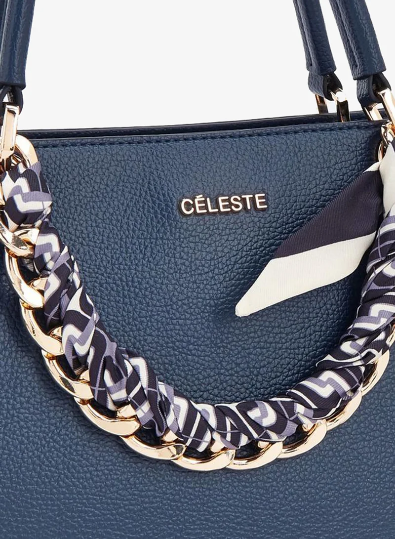 Celeste NAVY Chain Accent Tote Bag With Detachable Strap for Women | Best Price UAE