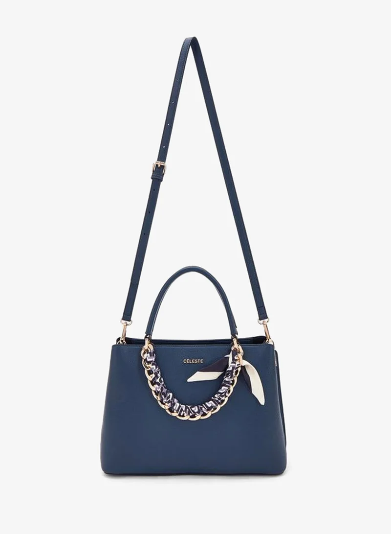 Celeste NAVY Chain Accent Tote Bag With Detachable Strap for Women | Best Price UAE