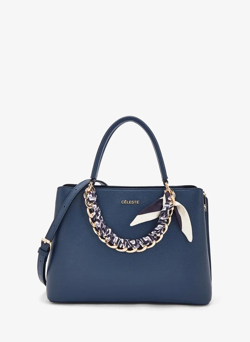 Chain Accent Tote Bag With Detachable Strap