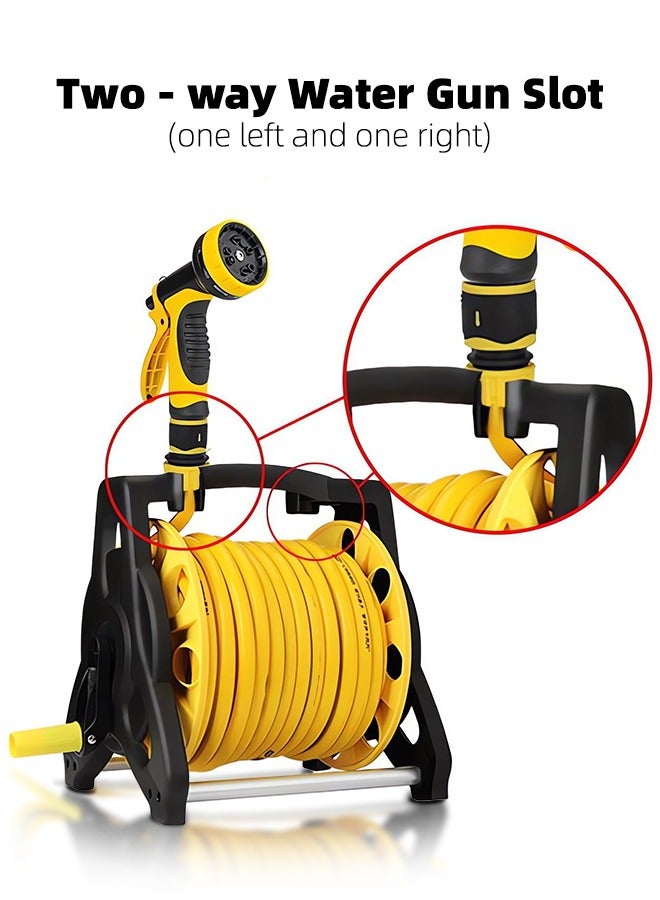 ALongDeng 30M Garden Hose Reel Set Garden Hose Reel Kit Water Hose Holder with 10 Types Water Gun and 2M Hoses Spray Heads for Household Garden Watering Car Wash  - Image 2