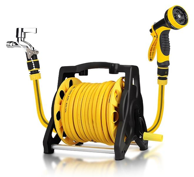 ألونغد 30M حديقة خرطوم بكرة مجموعة حديقة خرطوم الكرة حامل خرطوم الماء مع 10 أنواع بندقية المياه ورؤوس رذاذ خراطيم 2M لغسيل السيارات المنزلي للسيارة - Image 1