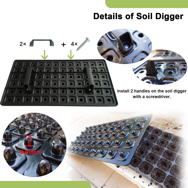 LARNORJE 72 Cell Seed Starter Trays with Dibber â€“ 20 Pack Reusable Seedling Trays for Germination Propagation, 72 Hole Soil Digger for Quickly Setting Out, Gift for Gardener. - Image 3