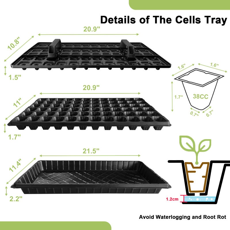 LARNORJE 72 Cell Seed Starter Trays with Dibber â€“ 20 Pack Reusable Seedling Trays for Germination Propagation, 72 Hole Soil Digger for Quickly Setting Out, Gift for Gardener. - Image 2