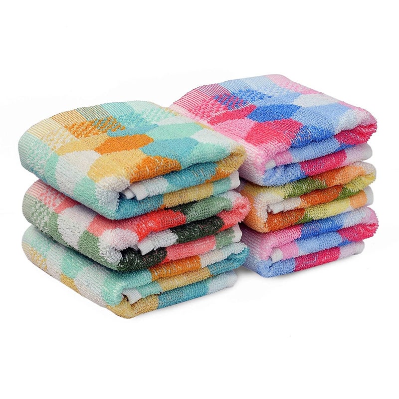 Outlay Home 100 Cotton Hand Towels Set 14 x 21 Inches 6 Pieces Multicolor